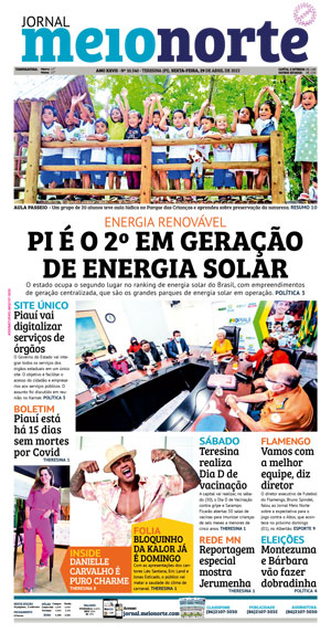 Capa do Jornal Meio Norte - 29/04/2022