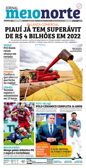 Capa do Jornal Meio Norte - 15/08/2022