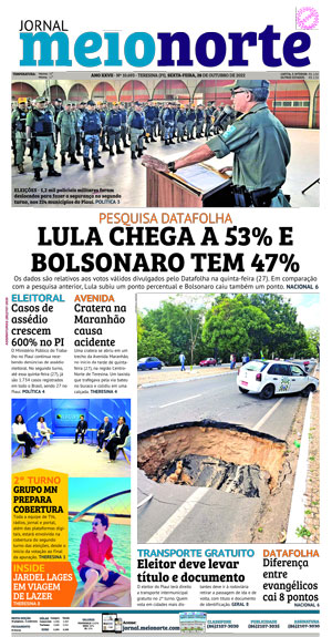 Capa do Jornal Meio Norte - 28/10/2022