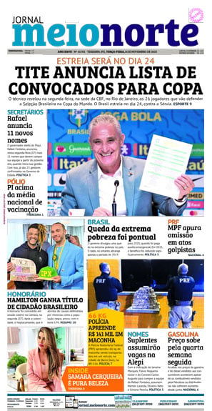 Capa do Jornal Meio Norte - 08/11/2022